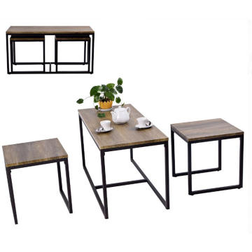 Conjunto de mesa e cadeiras de chá de metal e madeira
